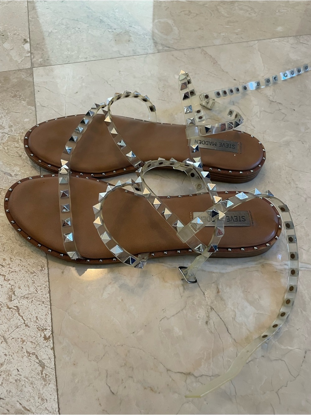 Steve Madden Clear Studded Sandals